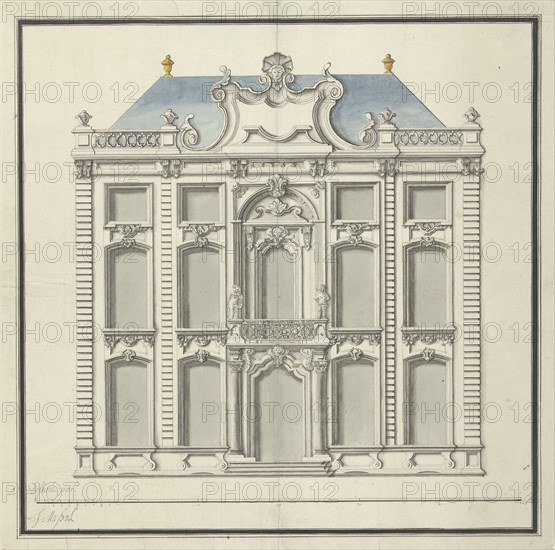 Architectural drawing, design for a house, 1752-1767. Creator: Joseph Massol.