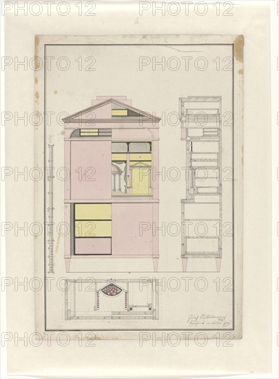 Design for secretary desk, 1816. Creator: Unknown.