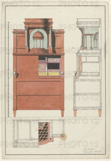 Design for secretary desk, 1816. Creator: Unknown.