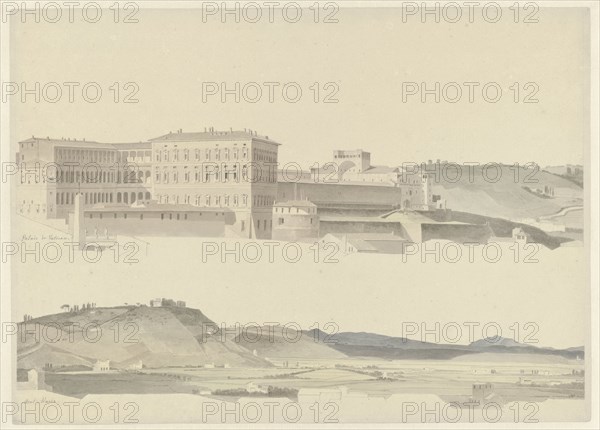 View of the Vatican Palaces and of the Monte Mario, c.1809-c.1812. Creator: Josephus Augustus Knip.