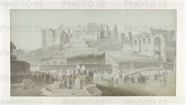 A Procession at the Foot of the Palatine Hill in Rome, c.1809-c.1812. Creator: Josephus Augustus Knip.