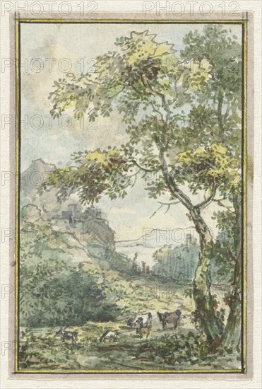 Landscape with cattle, 1752-1819. Creators: Juriaan Andriessen, Isaac de Moucheron.