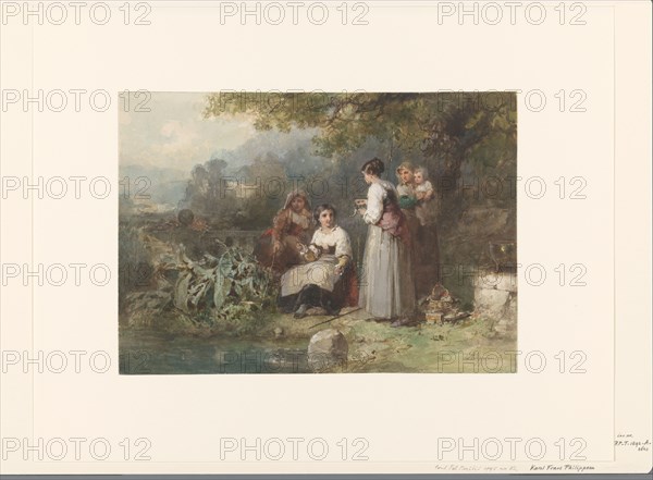 Group of Italian fisherwomen, 1835-1892. Creator: Karel Frans Philippeau.