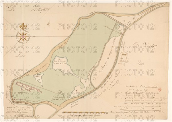 Map of the island of Urk, 1720. Creator: Maurits Walraven.