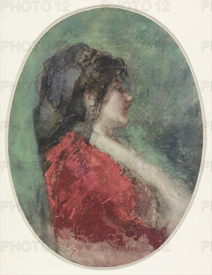 Portrait of a young woman in profile, 1855-1892. Creator: Mose, Bianchi.