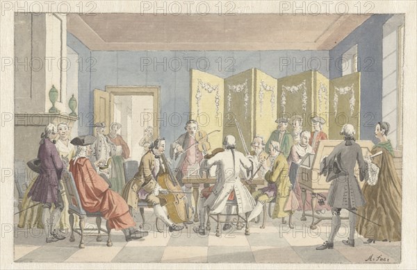 Interior with musicians, 1723-1760. Creator: Nicolaas Aartman.