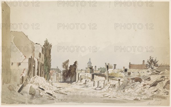 The ruins in Bodegraven after the June 1870 fire, 1870. Creator: Pieter Adrianus Schipperus.