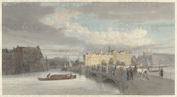 View of the Halvemaansbrug over the Amstel in Amsterdam, 1878. Creator: Reinier Craeyvanger.