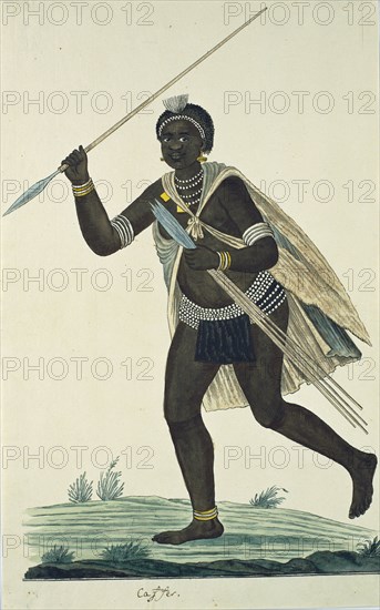 Running Man Holding an Assegai in His Right Hand and Four Assegais in His Left, 1776-1795. Creator: Robert Jacob Gordon.