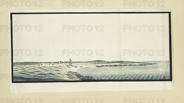 The postmaster’s house on Robben Island, seen from the sea, c.1777. Creators: Robert Jacob Gordon, Johannes Schumacher.
