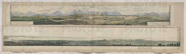 Panorama of Tulbagh, then known as the Land van Waveren in the Roodezand valley, 1778-1779. Creators: Robert Jacob Gordon, Johannes Schumacher.