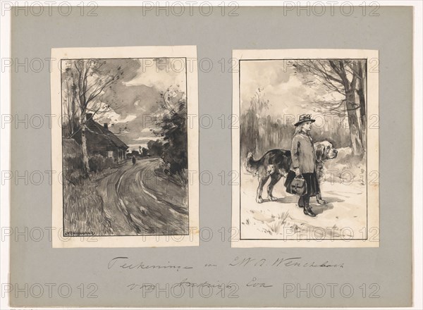 Figure on a country road and a girl with dog, in or before 1883-c.1904. Creator: Willem Wenckebach.