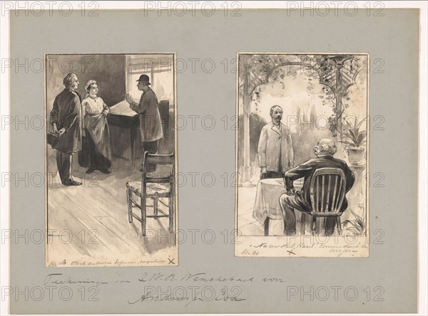 Men and wife with a desk and man on a terrace, in or before 1883-c.1904. Creator: Willem Wenckebach.