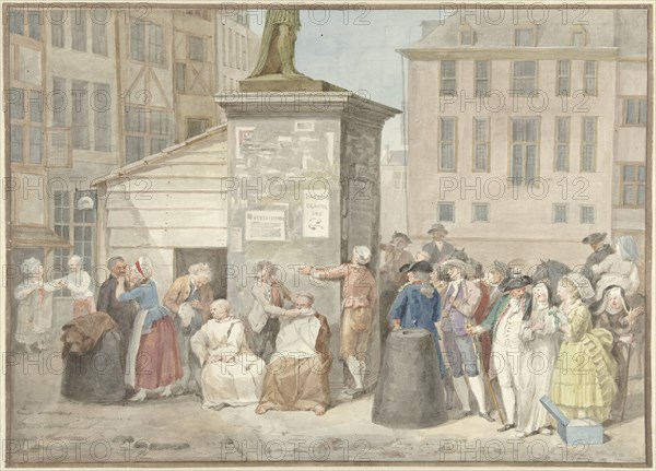 Square with monks and nuns during the revolution in Belgium, October 20, 1787, (1787). Creator: Aert Schouman.