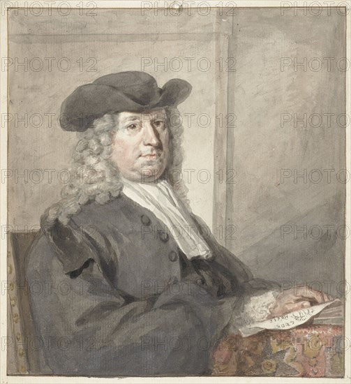 Portrait of a man with a hat and a grey wig, to the right, 1720-1792. Creator: Aert Schouman.