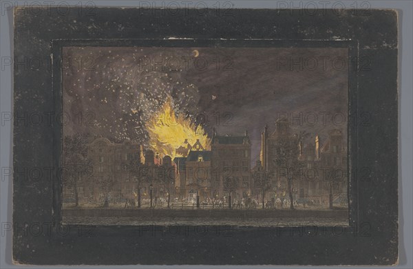 View of the fire in the Schouwburg in Amsterdam on May 11, 1772, (1772-1799). Creator: Anon.