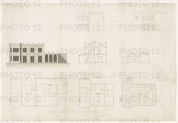 Design for a house in neo-Gothic style, c.1700-c.1800. Creator: Anon.