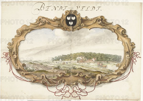 Cartouche with a view of the Bentveld estate, 1600-1699. Creator: Anon.