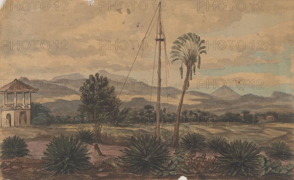 Landscape with flagpole, 1800-1900. Creator: Anon.