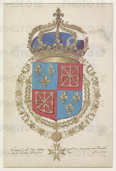 Coat of arms of Louis XIV, King of France, 1668. Creator: Anon.