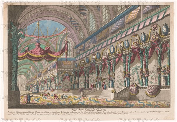 View of the interior of a Chinese temple, 1700-1799. Creator: Anon.