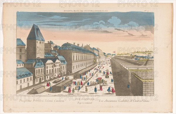 View of a street with wooden stalls in Vienna, 1700-1799. Creator: Anon.