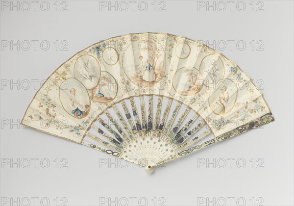 Folding fan with seated woman, c.1775-c.1780. Creator: Anon.