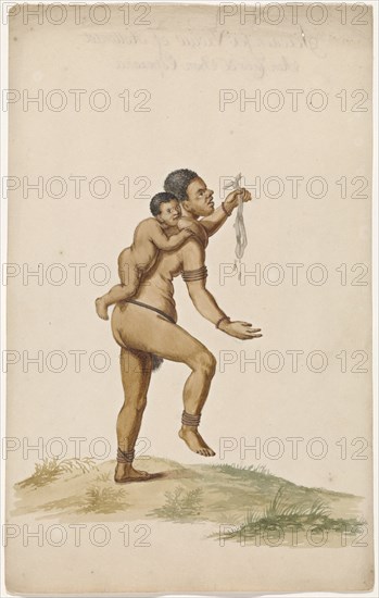 Khoikhoi woman with infant, c.1675-c.1725.  Creator: Anon.