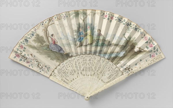 Folding fan with people in a landscape, c.1750-c.1775.  Creator: Anon.