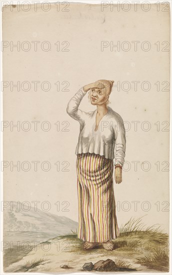 Woman with albinism covering her eyes, c.1675-c.1725. Creator: Anon.