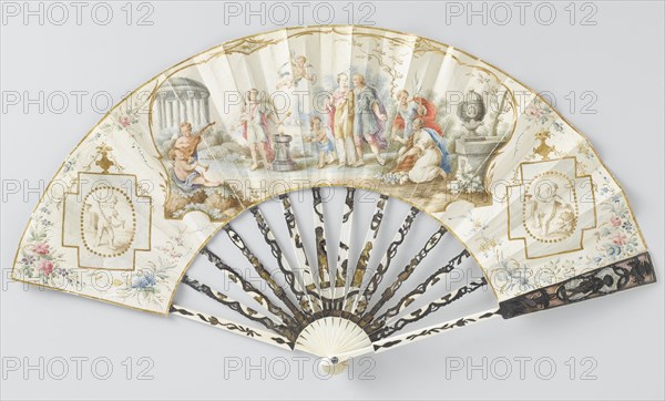 Folding fan with wedding scene, c.1775-c.1780. Creator: Anon.