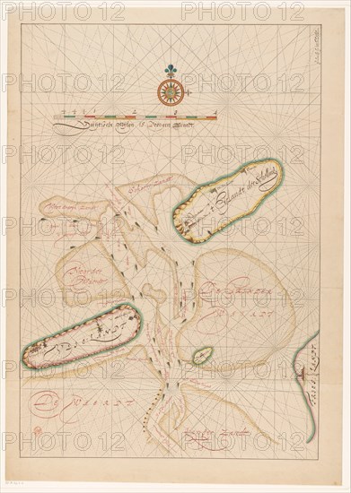 Vlieland map, Terschelling, part of Friesland and the surrounding sandbanks, c.1620-c.1699. Creator: Anon.