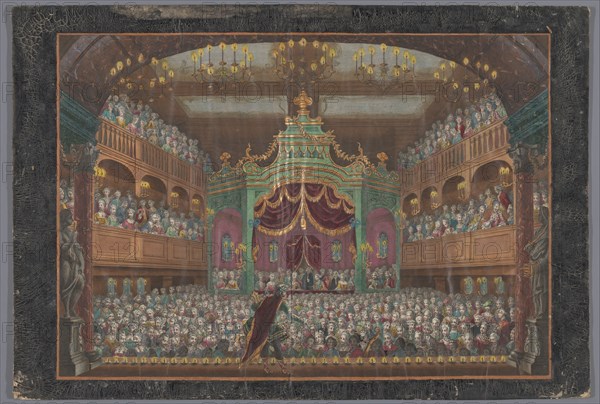 View of the royal lodge of the Schouwburg in Amsterdam with a performance for Willem V, 1768-1799 Creator: Anon.
