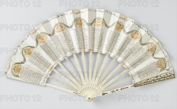 Folding paper fan on ivory frame, c.1780-c.1790. Creator: Anon.