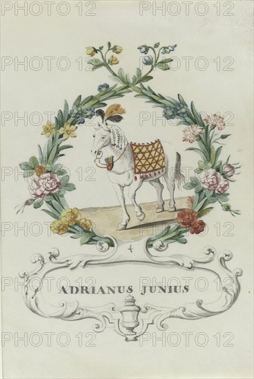 Cartoon of Adrianus Junius, 1710-1720. Creator: Anon.