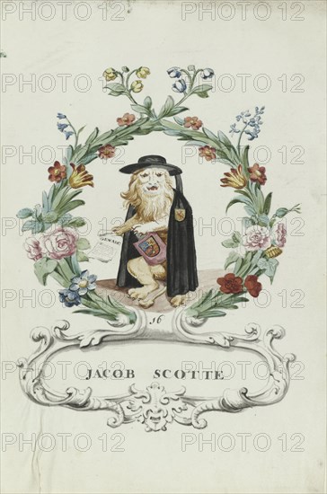 Cartoon of Jacob Scotte, 1710-1720. Creator: Anon.