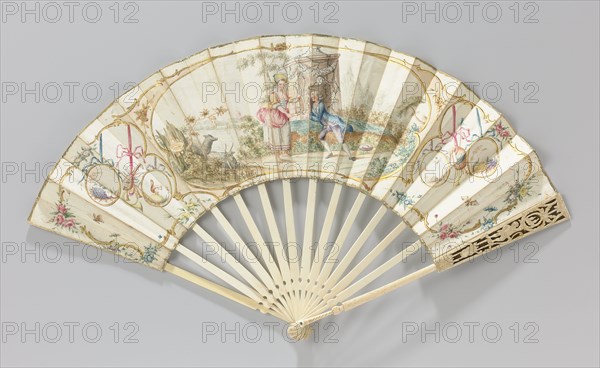 Folding paper fan with pastoral scene, c.1780.  Creator: Anon.