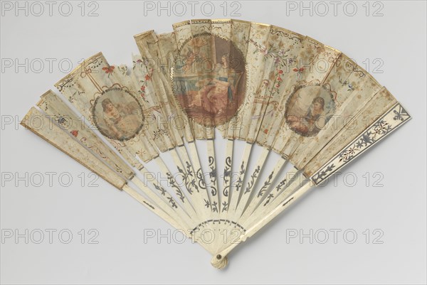 Folding silk fan with seated woman and putti, c.1775-c.1800.  Creator: Anon.