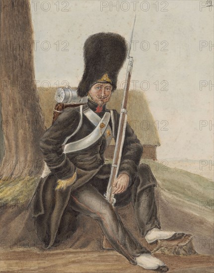 Grenadier in uniform, 1800-1900.  Creator: Anon.