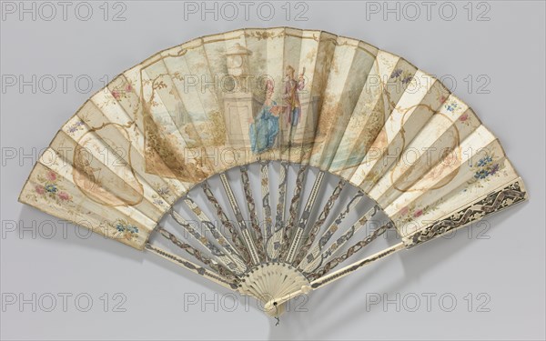 Folding paper fan with romantic couple, c.1775-c.1800.  Creator: Anon.