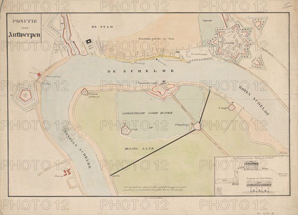 Map of Antwerp during the siege by the French, 1832, (1832-1833).  Creators: Anon, Johannes Paulus Houtman.