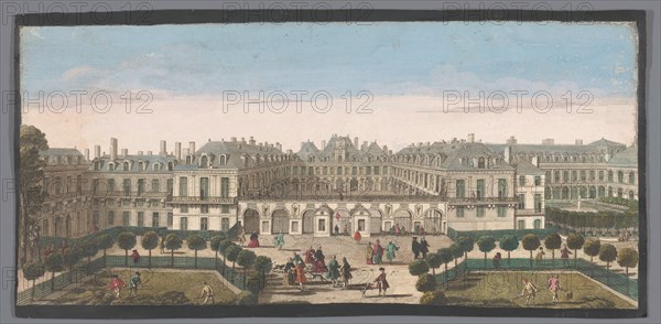 View of the Palais Royal in Paris, 1700-1799. Creators: Anon, Jacques Rigaud.