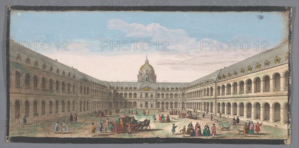 View of the courtyard of the Hôtel des Invalides in Paris, 1700-1799. Creators: Anon, Jacques Rigaud.