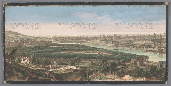 View of the city of Paris seen from the village of Chaillot, 1700-1799. Creators: Anon, Jacques Rigaud.