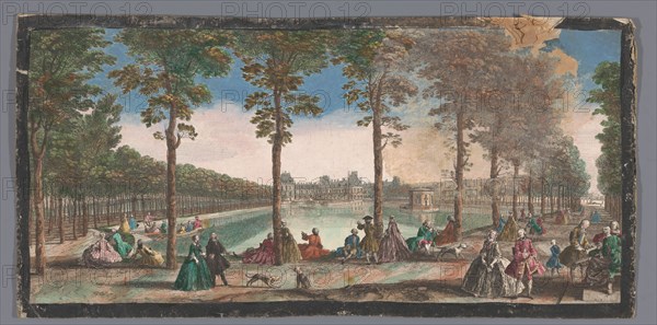 View of the pond of the garden of the Palais de Fontainebleau, 1700-1799. Creators: Anon, Jacques Rigaud.