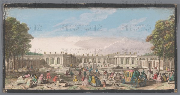 View of the front of the Grand Trianon in the garden of Versailles, 1700-1799. Creators: Anon, Jacques Rigaud.