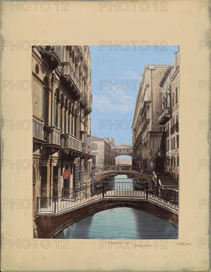 Bridge of Sighs and Palazzo Ducale in Venice, 1850-1876. Creator: Anon.