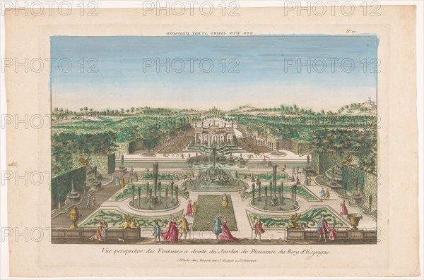 View of the fountains of a garden of the king of Spain, 1700-1799. Creator: Anon.