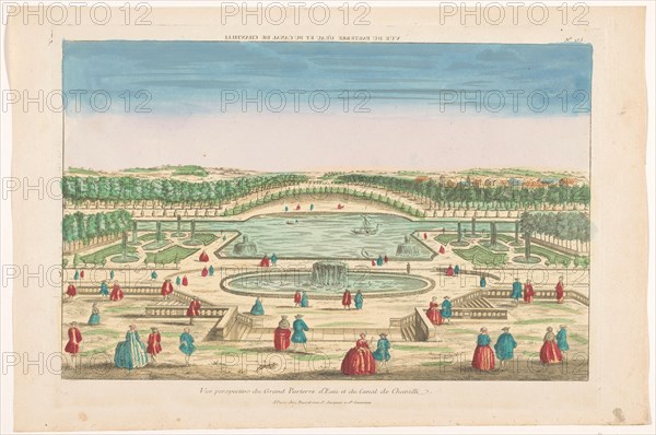 View of the waterside parterre and Grand Canal in the garden of the Chateau...1700-1799. Creator: Basset.