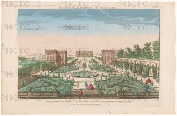 View of the garden and the Hotel des Ambassadors in Spain, 1700-1799. Creator: Anon.